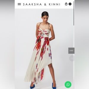 Saaksha & Kinni Ivory Floral Print Asymmetric Lehenga